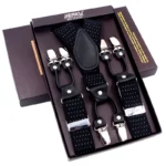 Tirantes de Cuero Negro para Hombre, Estilo Vintage, 6 Clips - Image 2