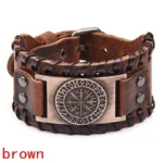 Pulsera Pirata de Cuero con Brújula para Hombre