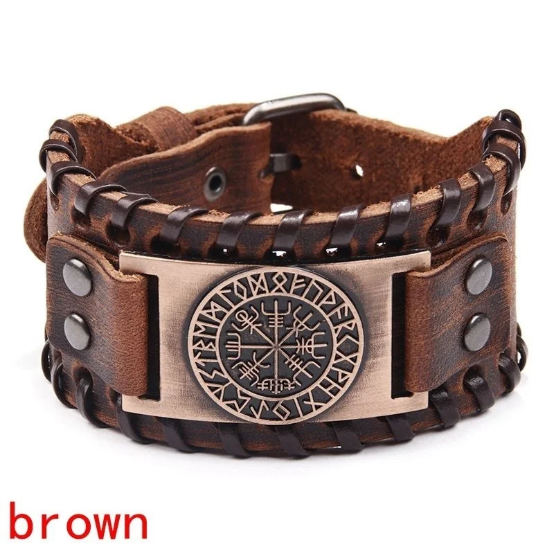 Hef6879459d4c4a5e92414faf069eb17en.webp Pulsera Pirata de Cuero con Brújula para Hombre - Image 1