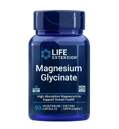 LifeExtensionMagnesiumGlycinate105mg90capsulesimg1-e1772814221226.webp Magnesium Glycinate 90 vegetarian capsules, Heart, bone & whole-body health, well-absorbed, Life Extension - Image 1