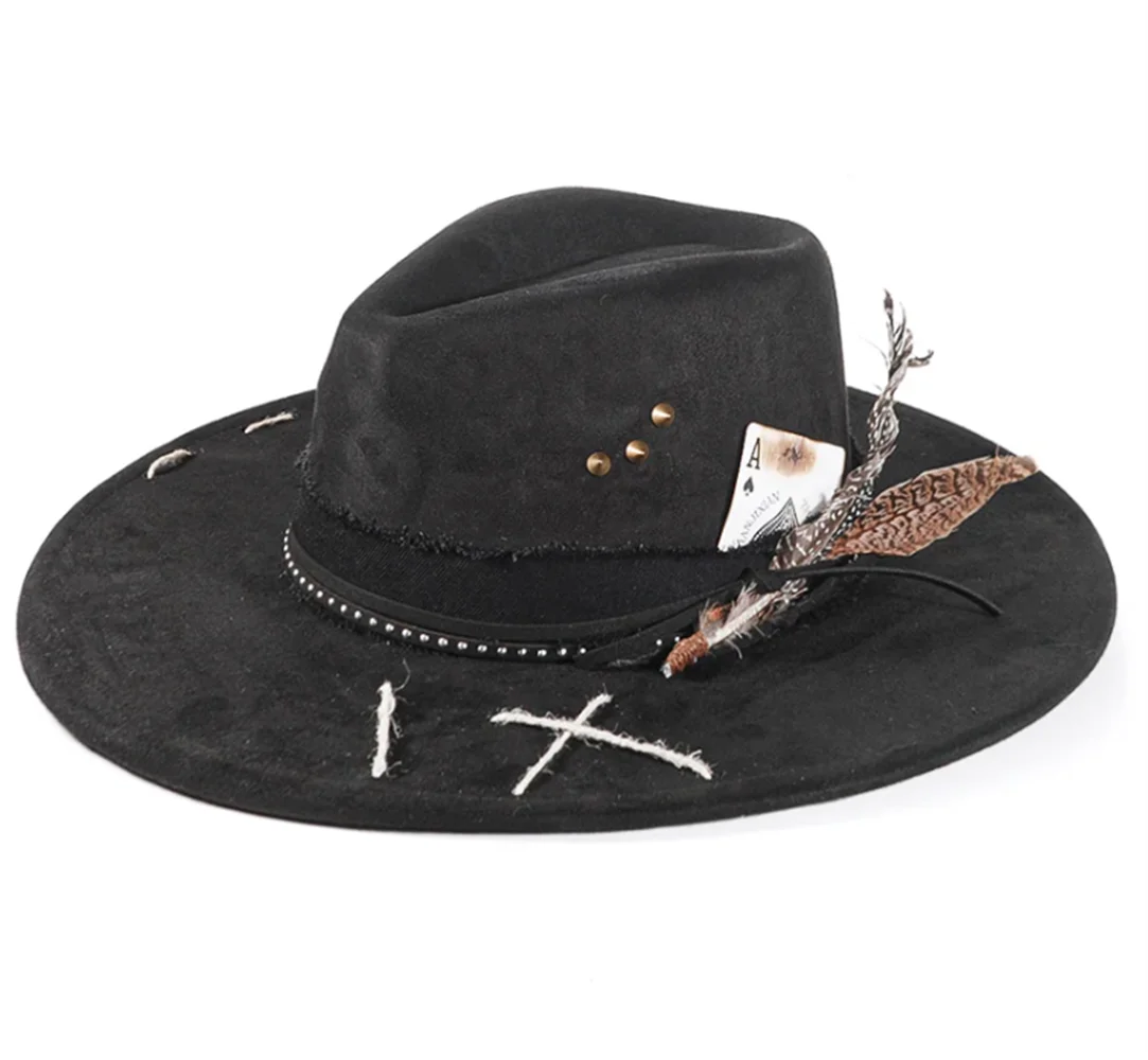 S0666e7cea677482882c834ca47a1917aI.webp Sombrero Fedora de Gamuza Unisex Estilo Vintage Jazz - Image 1