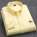 Camisas informales Oxford de algodón puro para hombre, camisa de vestir blanca de manga larga con diseño de caballo bordado, ajuste Regular, con botones a la moda - Image 5