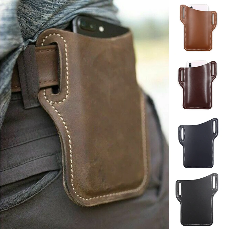 S401d7e8fd3bd40e58c3dd5db34a1cddd5.webp Funda de teléfono movil para hombre, para llevar al cinturon, fabricado en cuero, con pespunte a la vista, calidad y funcionalidad - Image 1