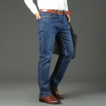 Pantalones Vaqueros de Mezclilla de Alta Calidad para Hombre, Marca Top 2026, Lavados, para las Cuatro Estaciones, Estilo Casual de Negocios, Cintura Alta - AliExpress 200000343 - Image 4
