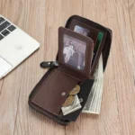 Cartera de cuero para hombre, monedero de lujo para hombre, tarjeteros con cremallera y bolsillo para monedas, billeteras Rfid, regalos para hombre, bolsa de dinero - Image 5