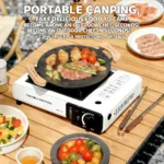 Estufa de gas portátil para exteriores, adecuada para acampar, hacer barbacoas, hacer senderismo, cocinar en el patio trasero y uso doméstico. Anillo cortavientos no incluido.