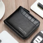 Cartera de cuero para hombre, monedero de lujo para hombre, tarjeteros con cremallera y bolsillo para monedas, billeteras Rfid, regalos para hombre, bolsa de dinero - Image 2