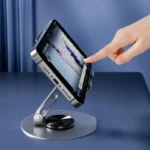 Universal Todo Metálico Aluminio 360 ° Soporte giratorio para teléfono móvil: diseño plegable de doble eje, soporte antideslizante estable - AliExpress 202192403 - Image 4