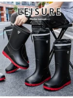 Botas de Lluvia de Tubo Alto y Grueso Estilo Alemán para Hombre, Antideslizantes, para Campismo, Pesca, Protección Contra Mor... - Image 3