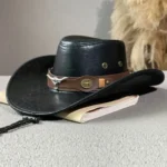 Sombrero de vaquero occidental con hebilla de cabeza de toro, sombrero de vaquero retro vintage de piel sintética, sombrero de protección solar para hombres, mujeres, unisex - Image 4