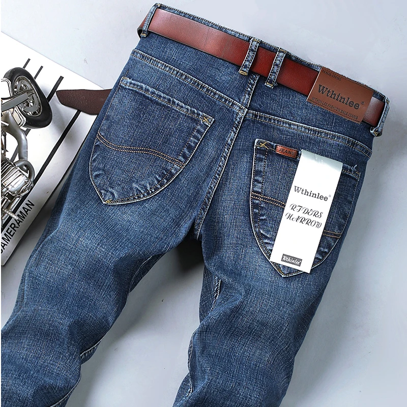 S9cd44379d2754dfba362ca6134c3d245n.webp Pantalones Vaqueros de Mezclilla de Alta Calidad para Hombre, Marca Top 2026, Lavados, para las Cuatro Estaciones, Estilo Casual de Negocios, Cintura Alta - AliExpress 200000343 - Image 1