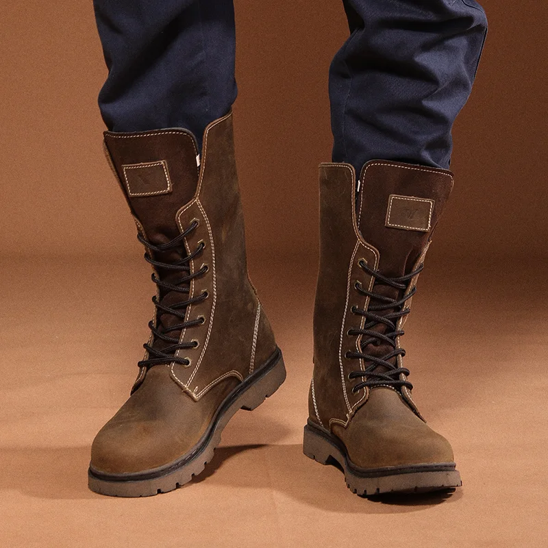 Sa1e14e0824be45318fd405474115cacdJ.webp Botas de Senderismo Hombre Impermeables Cuero Auténtico - Image 1