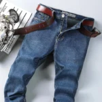 Pantalones Vaqueros de Mezclilla de Alta Calidad para Hombre, Marca Top 2026, Lavados, para las Cuatro Estaciones, Estilo Casual de Negocios, Cintura Alta - AliExpress 200000343 - Image 3