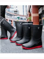 Botas de Lluvia de Tubo Alto y Grueso Estilo Alemán para Hombre, Antideslizantes, para Campismo, Pesca, Protección Contra Mor... - Image 4
