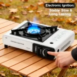 Estufa de gas portátil para exteriores, adecuada para acampar, hacer barbacoas, hacer senderismo, cocinar en el patio trasero y uso doméstico. Anillo cortavientos no incluido. - Image 4