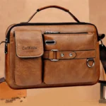 Bolso de mensajero retro para hombre con diseño impermeable, maletín para computadora portátil de gran capacidad para trabajo de oficina, viajes y escuela