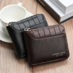 Cartera de cuero para hombre, monedero de lujo para hombre, tarjeteros con cremallera y bolsillo para monedas, billeteras Rfid, regalos para hombre, bolsa de dinero - Image 3