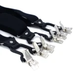 Tirantes de Cuero Negro para Hombre, Estilo Vintage, 6 Clips - Image 6