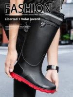 Botas de Lluvia de Tubo Alto y Grueso Estilo Alemán para Hombre, Antideslizantes, para Campismo, Pesca, Protección Contra Mor...