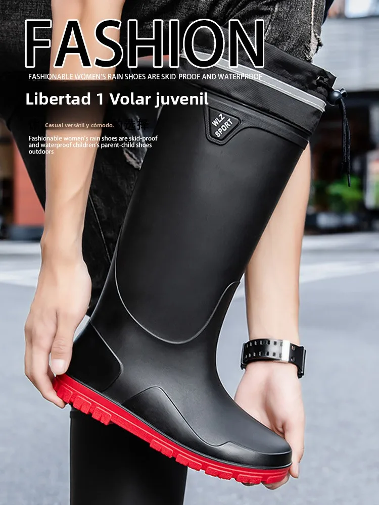 Se6b509bb41b140b691326fbe747bcf4aR.webp Botas de Lluvia de Tubo Alto y Grueso Estilo Alemán para Hombre, Antideslizantes, para Campismo, Pesca, Protección Contra Mor... - Image 1