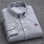 Camisas informales Oxford de algodón puro para hombre, camisa de vestir blanca de manga larga con diseño de caballo bordado, ajuste Regular, con botones a la moda - Image 6