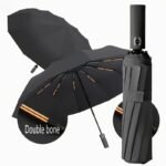 Paraguas Auto Plegable Doble Varilla Resistente al Viento Compacto Duradero Viaje Accesorio de Desplazamiento Tela de Alta Densidad Regalo Portátil para Vacaciones Apertura y Cierre Automático, Fácil para el Desplazamiento Diario Mini Tamaño Compacto, Ligero para Viajar Varillas de Doble Refuerzo