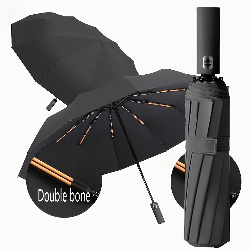 a55a46c946fb43fbbc215baa19dc1b4a-goods.jpeg Paraguas Auto Plegable Doble Varilla Resistente al Viento Compacto Duradero Viaje Accesorio de Desplazamiento Tela de Alta Densidad Regalo Portátil para Vacaciones Apertura y Cierre Automático, Fácil para el Desplazamiento Diario Mini Tamaño Compacto, Ligero para Viajar Varillas de Doble Refuerzo - Image 1