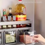 Contenedores de Especias de 3/4/5 Niveles para la Cocina, Estante de Especias, Organizador de Gabinete, Estante Grande para Especias, Organización de Cocina, Material de Aluminio Resistente al Óxido, Gran Capacidad, Estante de Especias Deslizante, Esencial para el Almacenamiento de Cocina, No Requiere Perforación - Image 4
