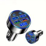 [Cargador Súper Rápido] 6 Cargadores de Teléfono Súper Rápidos, 1 con Pantalla Digital Inteligente de Detección de Voltaje, Adecuado para USB y Tipo-C, Adaptador de Cargador de Coche, Cargador de Coche, Ideal para 11 Regalos de Cumpleaños Perfectos, Sin Batería