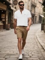 Camiseta de hombre de manga corta de verano, de alta gama, con botones y malla, camiseta de manga corta - Image 11