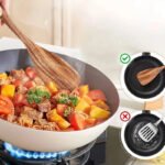Juego de 5 piezas de espátula para sartén y cucharón de sopa de madera natural antiadherente con gancho gratis - Juego de utensilios de cocina resistentes a altas temperaturas para uso doméstico - Adecuado para cocinar y servir, una opción ideal para el Día de la Madre, Acción de Gracias, Halloween - Image 2
