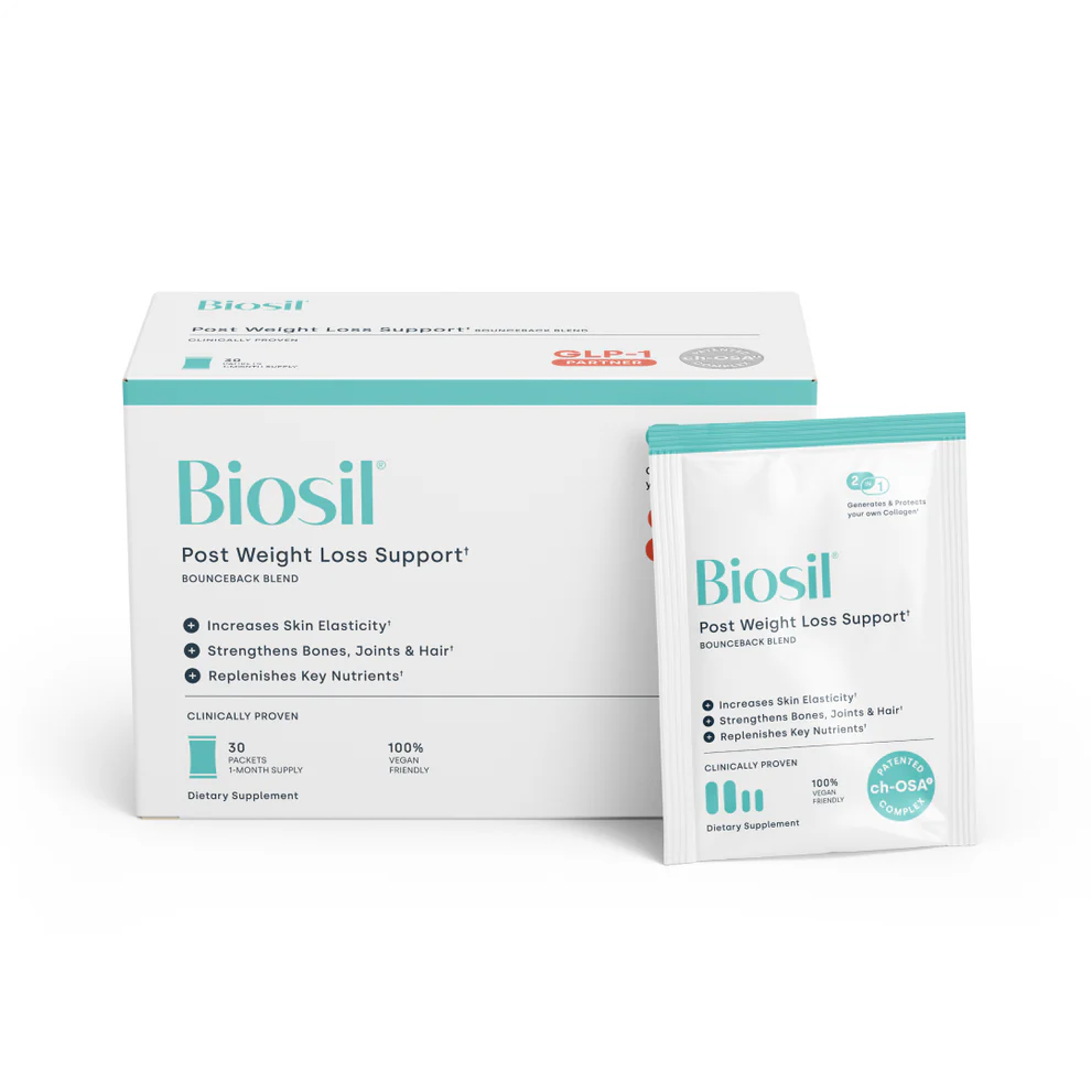 biosil-GLP1-Weightloss-Recovery.webp Biosil GLP1 Weightloss Recovery, Weight loss shouldn’t leave its mark. Skin, hair, nails — let’s get them back in the game. Support your post-weight-loss glow with nutrients that rebuild strength and elasticity from within, 30 days - Image 1