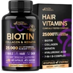 Biotin Vitamins with Collagen & Keratin Supplement, Nutra Harmony, 25000 mg, 60 Capsules
