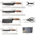 6pzas. Juego de cuchillos de cocina de acero inoxidable con alto contenido de carbono y mango ergonómico de madera, incluye tijeras y cuchara espumadera, ideal para asados y cocinar en familia - Image 4