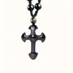 Collar con Cruz de Obsidiana Negra y Colgante de Amuleto de la Suerte | Estilo Boho, Cuentas de Zirconia Sintética, Adecuado para Hombres y Mujeres, Ideal para Uso Diario y Ocasiones de Regalo - Image 7
