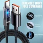 Cable de Carga Rápida de 240W USB a Tipo C, Cable de Datos Súper Rápido, Adecuado para Samsung, Xiaomi, Huawei, Honor, Cable de Datos USB C con Luz LED, Cable de Datos de Carga Rápida para Notebook - Image 4