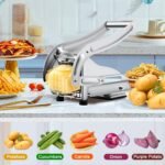 Cortador de Papas Fritas, Rebanador de Patatas, Picador de Verduras de Acero Inoxidable de Grado Alimenticio, Prensa para Papas Fritas con Base Antideslizante, 2 Cuchillas de Repuesto de Alta Resistencia y Pelador de Verduras - Image 2