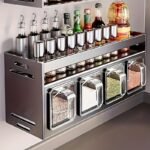 Contenedores de Especias de 3/4/5 Niveles para la Cocina, Estante de Especias, Organizador de Gabinete, Estante Grande para Especias, Organización de Cocina, Material de Aluminio Resistente al Óxido, Gran Capacidad, Estante de Especias Deslizante, Esencial para el Almacenamiento de Cocina, No Requiere Perforación