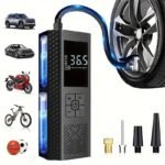 Compresor de aire inflador de neumáticos portátil, bomba para neumáticos de coche de 150 PSI con manómetro, LED, bomba inteligente inalámbrica de un toque 3x más rápida, apta para coches, motocicletas, bicicletas, pelotas, etc. - Image 2