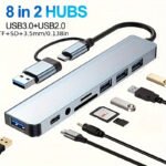 Hub USB C 1 8 en 1 con conector de audio | Compatible con tablets, alimentado por USB, voltaje de funcionamiento de 5V - Image 2