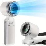 Ventilador Portátil Mini Turbina Recargable USB, 5 Velocidades de Viento, 13550 RPM, Hasta 10 Horas de Funcionamiento, Ventilador de Mano/Cuello/Escritorio 3 en 1 Plegable y Silencioso para Playa/Exteriores/Hogar/Oficina - Image 9