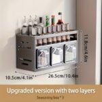 Contenedores de Especias de 3/4/5 Niveles para la Cocina, Estante de Especias, Organizador de Gabinete, Estante Grande para Especias, Organización de Cocina, Material de Aluminio Resistente al Óxido, Gran Capacidad, Estante de Especias Deslizante, Esencial para el Almacenamiento de Cocina, No Requiere Perforación - Image 8