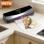 El sellador al vacío de alimentos recargable por USB HOTU viene con 10 bolsas de vacío, lo que lo hace perfecto para cocinas interiores y viajes de camping al aire libre. Es una opción ideal para conservar alimentos, snacks, carnes, frutas y verduras. - Image 3