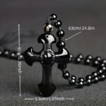Collar con Cruz de Obsidiana Negra y Colgante de Amuleto de la Suerte | Estilo Boho, Cuentas de Zirconia Sintética, Adecuado para Hombres y Mujeres, Ideal para Uso Diario y Ocasiones de Regalo - Image 4