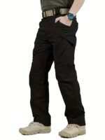 Pantalones cargo tácticos ligeros para hombre con múltiples bolsillos - Poliéster transpirable, aptos para senderismo, entrenamiento y pesca al aire libre, pantalones de exterior | Estilo deportivo | Tejido duradero, equipo de acampada, lavables a máquina, diseño de color liso, sin cinturón - Image 8