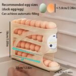 Soporte para huevos con ruedas de 4 niveles, diseño lateral que ahorra espacio, capacidad para 30 huevos, acabado brillante suave, asa práctica, adecuado para almacenamiento en cocina o frigorífico, accesorio de cocina moderno, plástico duradero - Image 5