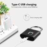 Cerradura Inteligente con Reconocimiento Avanzado de Huellas Dactilares - Estructura, Recargable por USB, Cerradura de Seguridad con Tecnología de Apertura por Huellas Dactilares - Imprescindible para una Vida Inteligente en el Hogar y la Oficina, Adecuada para Cerraduras de Mochilas de Viaje, Cerraduras de Almacén, Att - Image 8