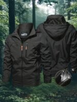 Chaqueta delgada con capucha para hombre, esta chaqueta con capucha está diseñada para primavera y otoño. El material delgado es ideal para el clima de transición no muy frío ni muy caliente. No tiene un tacto restringido y voluminoso, ya sea para ir al trabajo en la ciudad o para hacer senderismo en las afueras. - Image 4