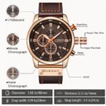Reloj Deportivo Cronógrafo para Hombre, Reloj de Pulsera de Cuarzo Impermeable con Esfera Luminosa, Correa de Cuero Reloj de Negocios Casual, Reloj Multifunción Duradero para Uso Diario Running Gimnasio Oficina Regalo - Image 6
