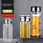 Vaso de vidrio multicapacidad con funda, taza infusora de té de vidrio extragrande portátil para exteriores, vaso para beber con separación de té y agua, taza transparente resistente al calor y al frío para preparar té, botella de agua portátil, jarra para agua fría, vaso de bebida multiusos - Image 17